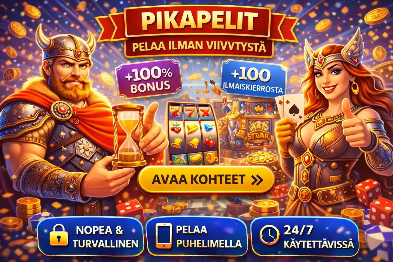 Pikapelit nettikasinolla ilman viivytystä ja nopeat voitot suomalaisille